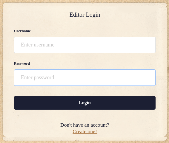 Editor Login